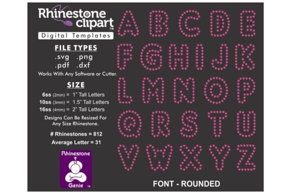 Download Rhinestone Design FONT - ROUNDED 1.5" - Sign font Collection