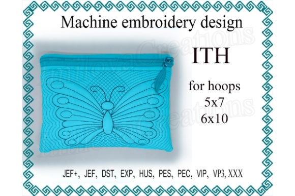 Download Cosmetic Bag Zippered Butterfly - in the Hoop - Red Collection