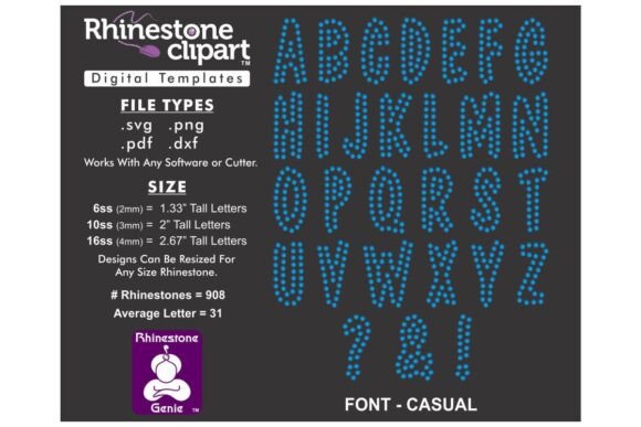 Download Rhinestone Design FONT - CASUAL 2" - Sign font Collection