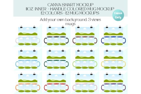 Download 11oz Mug CANVA Mockup Colored Mugs - Red Collection