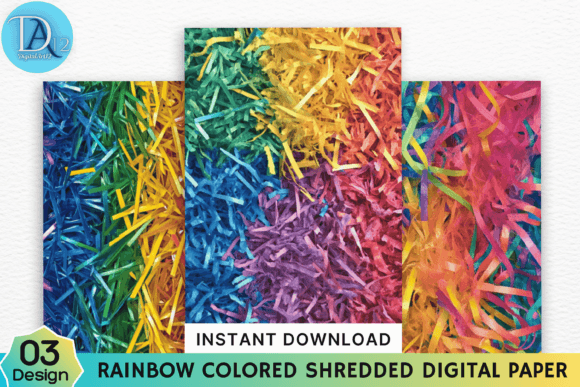 Download Rainbow Colored Shredded Digital Paper - Red Collection