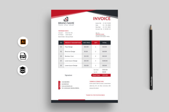 Download Modern Red and Black Invoice Vector - Red Collection