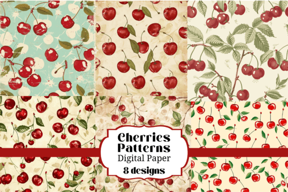 Download Red Summer Cherries SEAMLESS Backgrounds - Red Collection
