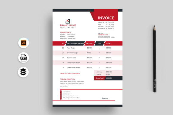 Download Black and Red Business Invoice Template - Red Collection