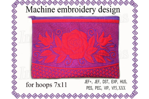 Download Cosmetic Zippered Bag in the Hoop - Red Collection