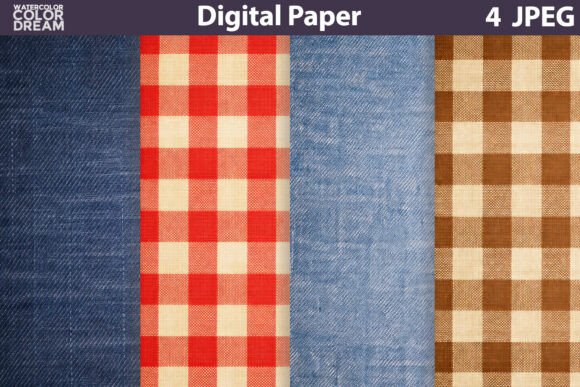 Download Denim and Red Brown Gingham Paper - Red Collection