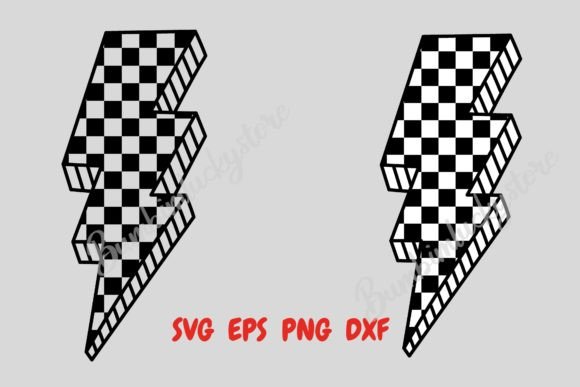 Download Checkered Lightning Bolt Svg - Red Collection